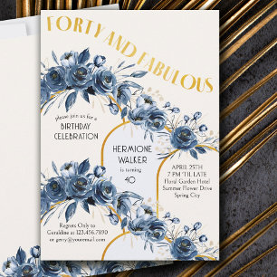 Convite Quarenta e Fabuloso Arco Floral Dourado Aniversári