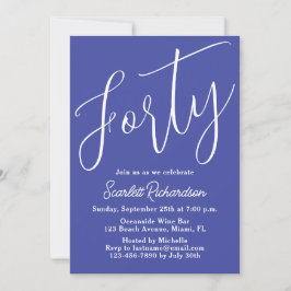 Convite Quarenta e moderna Lavanda de Script Purple