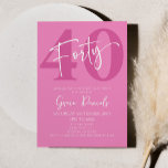 Convite Quarenta e quarenta e quarenta e quarenta Festas d<br><div class="desc">Este é um 40º Convite de aniversário rosa quarenta e quarenta!</div>