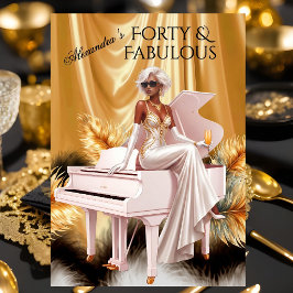 Convite Quarenta Fabuloso Elegante Aniversário Dourado Pia