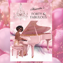 Convite Quarenta Fabuloso Elegante Aniversário Rosa Branco