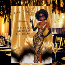 Quarenta Fabulosos Aniversário Elegante Dourado Pr