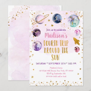 Convite Quarta Viagem De Galáxia Rosa Em Torno Do Anivers
