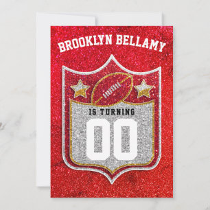 Convite Quarterback das Cores da Equipe de Futebol Vermelh