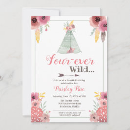 Convite Quarto Aniversário das Raparigas Wild Boho