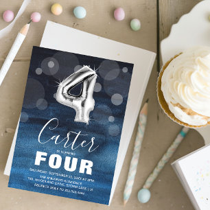 Convite Quarto Aniversário do Silver Balão   Partido Azul