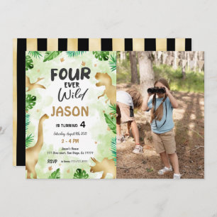 Convite Quarto aniversário, Foto de aniversário do Dinossa