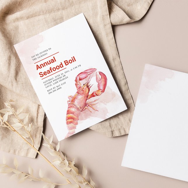 Convite Quarto De Julho De 1990, Lavagem De Lagosta De Aqu (Annual Seafood Family Summer Lobster Boil Invitation)