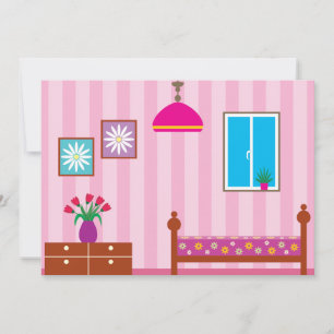 Convite Quarto Infantil Floral Rosa