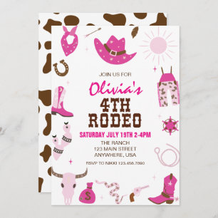 Convite Quarto Rodeo Rosa Quente, Ocidental 4º Aniversário