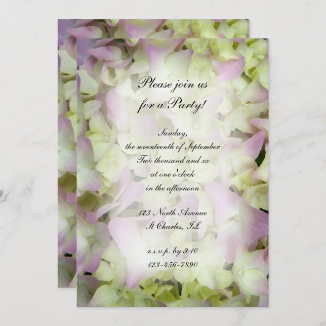 Convite Quase Rosa Hydrangea Flowers All Ocassion Party (Frente/Verso)