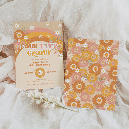 Convite Quatro anos de aniversário retrógrados