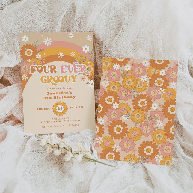 Convite Quatro anos de aniversário retrógrados (Criador carregado)