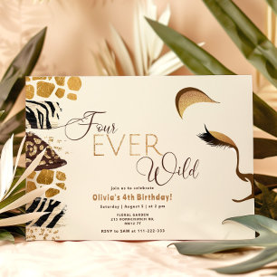 Convite Quatro anos selvagens do Safari 4 anos