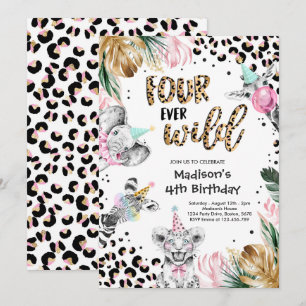 Convite Quatro Caçari Selvagem De Leopardo Selvagem 4º A