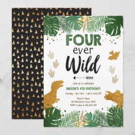 Convite Quatro de todos os anos, o garoto Dino Dourado, di