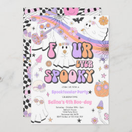 Convite Quatro Eterno Spooky Halloween Groovy Ghost Birthd
