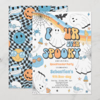 Quatro Eterno Spooky Halloween Groovy Ghost Birthd