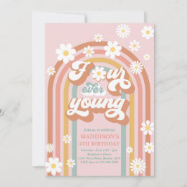 Convite Quatro Ever Young Boho Daisy Rainbow 4º Aniversári