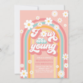 Convite Quatro Ever Young Boho Daisy Rainbow 4º Aniversári