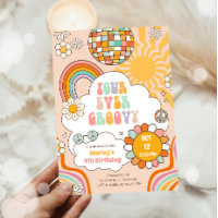 Quatro Festas de Groovy Retro 70s Rainbow Aniversá