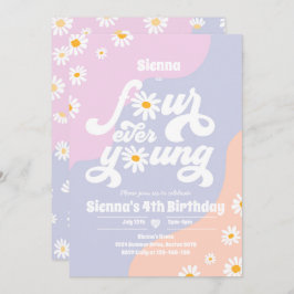 Convite Quatro Jovem 4ª Festa de Aniversário Boho Daisy