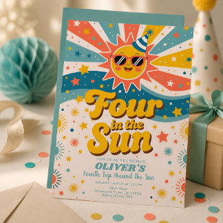 Convite Quatro No Sol Aniversário de 4 anos ao Sol