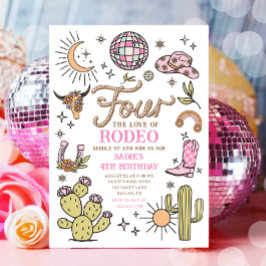 Convite Quatro o amor pela vaqueira Rodeo Disco Aniversári