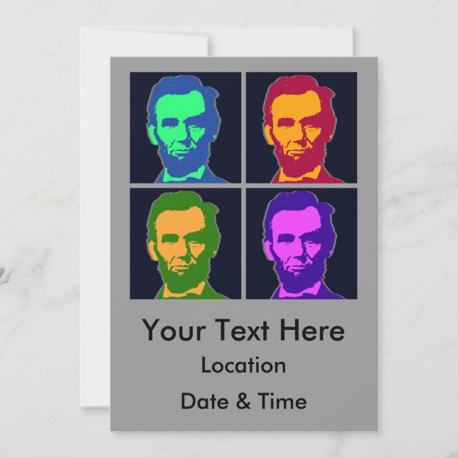 Convite Quatro Pop Art Abraham Lincolns (Frente)