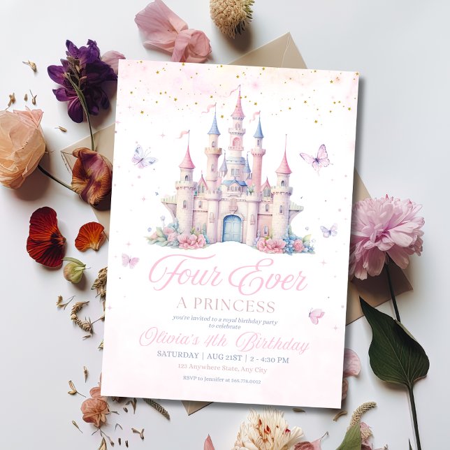 Convite Quatro Princesas para Sempre Conto de Fadas do Cas (Criador carregado)