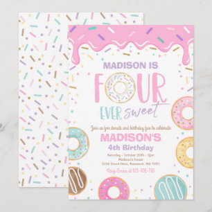 Convite Quatro Rosquinha Doce Festa de Aniversário