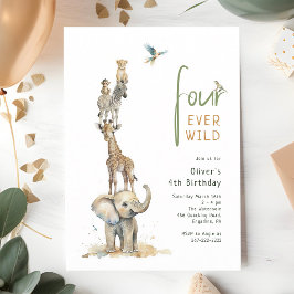 Convite Quatro Selvagens para Sempre Safari 4º Aniversário