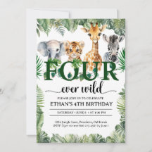 Quatro Selvagens Safari Animais da Selva Aniversár