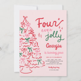 Convite Quatro Sempre Alegre Coquete Natal 4º Aniversário