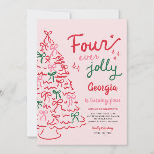 Convite Quatro Sempre Alegre Coquete Natal 4º Aniversário