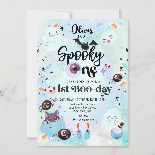 Convite Quatro sempre Spooky Halloween Ghost (Frente)