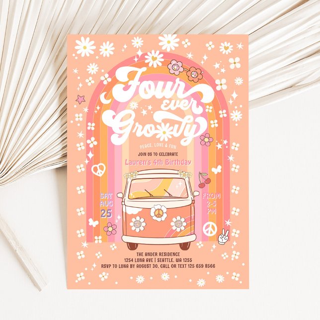 Convite Quatro vezes GroovyVan Bus 4º aniversário (Criador carregado)