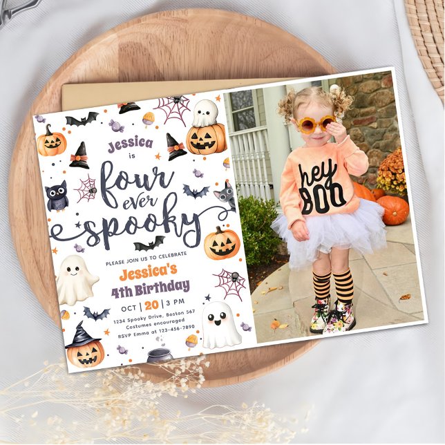 Convite Quatro Vezes Loucas Halloween Fantasma 4º Aniversá (Criador carregado)