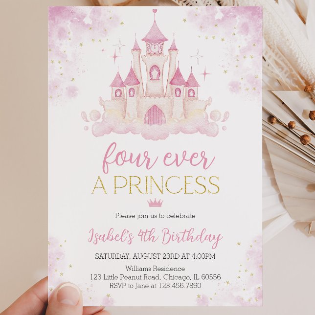 Convite Quatro vezes uma Princesa 4º Aniversário (Criador carregado)