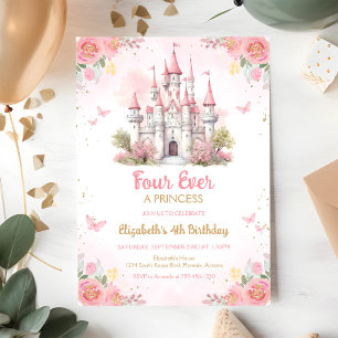 Convite Quatro Vezes Uma Princesa Castelo 4º Aniversário