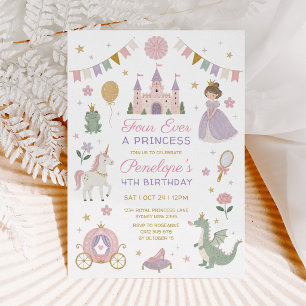 Convite Quatro Vezes uma Princesa: Conto de Fadas Real par