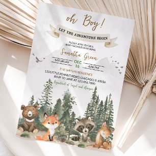 Convite Que a Aventura Comece Chá de Bebê Floresta