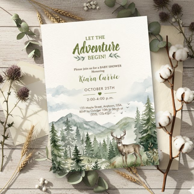 Convite Que a Aventura Comece Montanha Florestal  (Criador carregado)