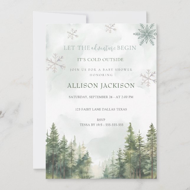 Convite Que A Aventura Comece O Chá de fraldas Da Floresta (Frente)