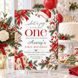 Convite Que Alegria Primeiro Aniversário de Natal