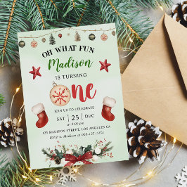 Convite Que bom Natal Primeira Festa de aniversário de inv