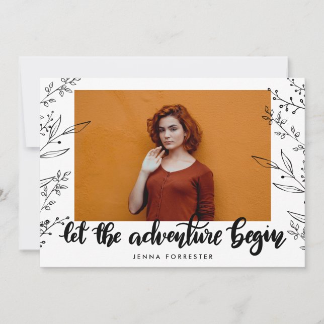 Convite Que Comece A Aventura | Folhas de formando (Frente)