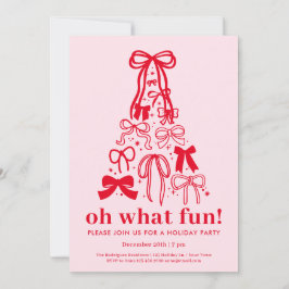 Convite Que Diversão Festa de Fim de Ano Rosa Vermelho Mod