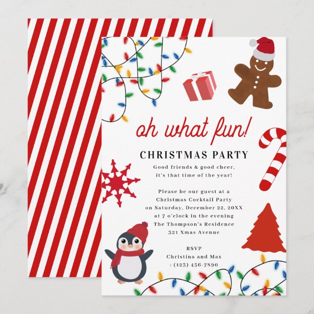 Convite Que Diversão! Festa Infantil de Natal (Frente/Verso)