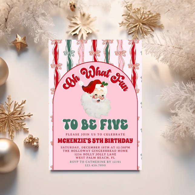 Convite Que Diversão Natal Rosa Papai Noel Aniversário de  (Criador carregado)
